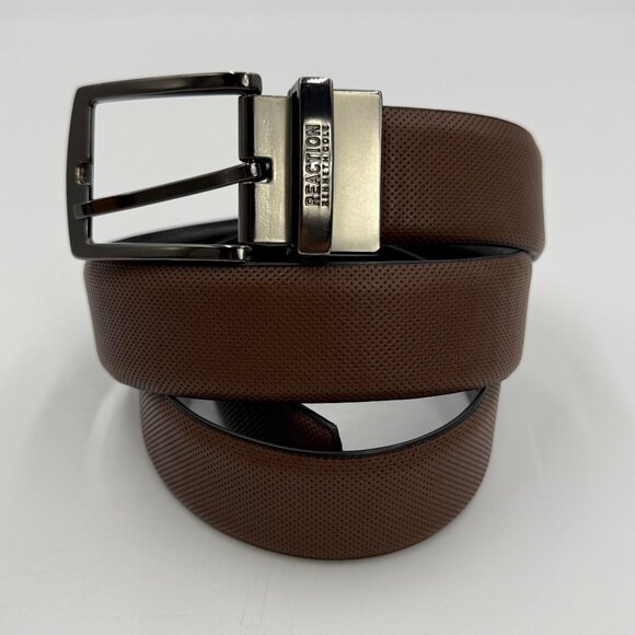Kenneth Cole Reaction Reversible Belt Mens Size M 34-36 Black Brown Dress Work - Picture 1 of 8